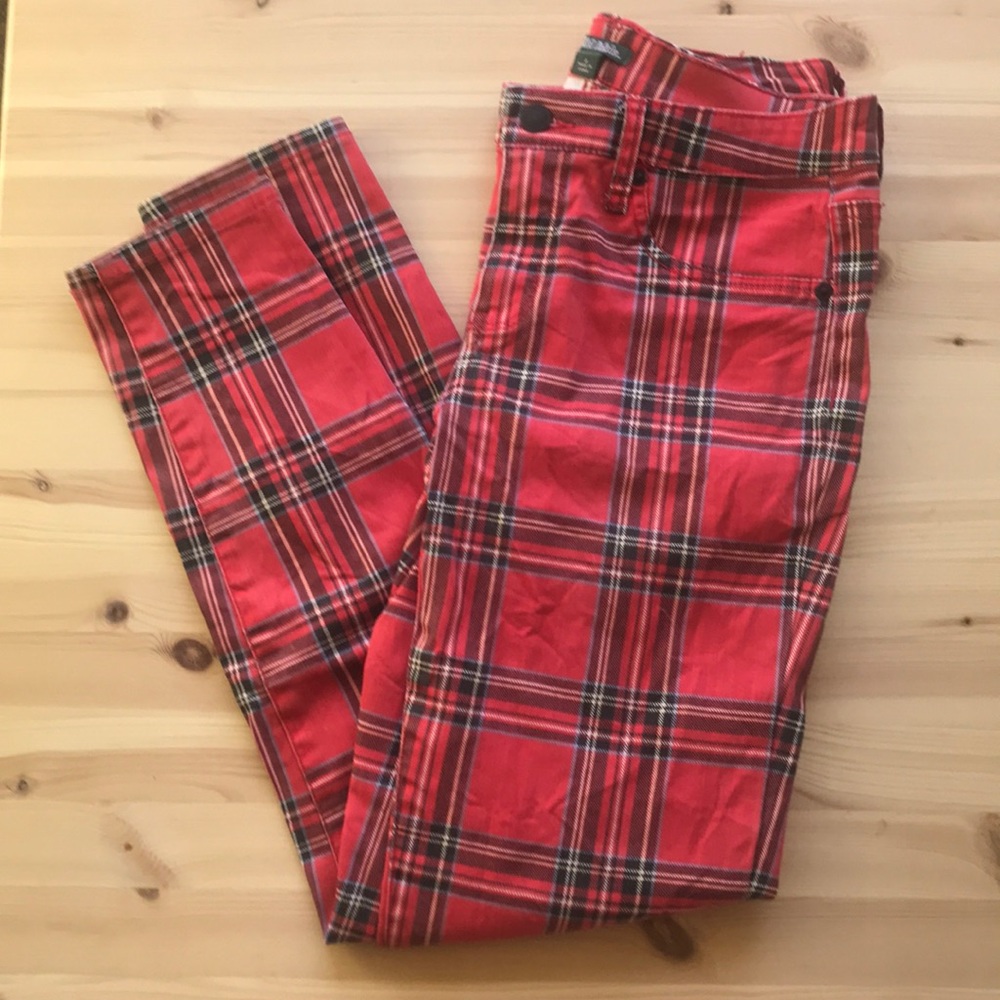 Red Plaid Wild Fable Skinny Jeans Size 2